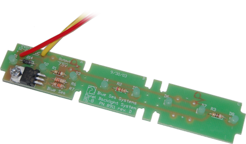 Blue Sea Panel Backlight System circuit board with LEDs and pre-installed power leads