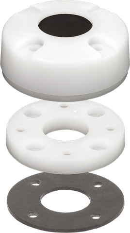 Exploded view of Blue Sea 14.22mm waterproof cable clam showing cap, internal seal and gasket