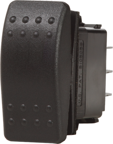 Black Contura 2 rocker switch with tactile bumps and rear-facing electrical terminals