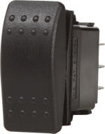 Black SPDT Contura 2 rocker switch with momentary positions and textured tactile surface