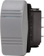 Grey Contura rocker switch with horizontal grip lines and translucent indicator lens