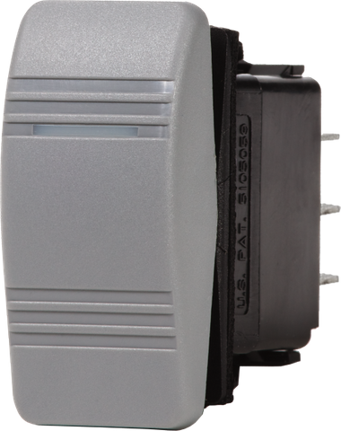 Grey Contura rocker switch with horizontal grip lines and translucent indicator lens