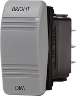Grey Contura dimmer switch with BRIGHT and DIM legends