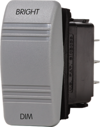 Grey Contura dimmer switch with BRIGHT and DIM legends