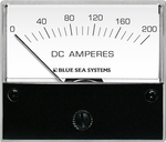 Front view of an analog DC ammeter featuring a 0 to 200A scale and black mounting bezel