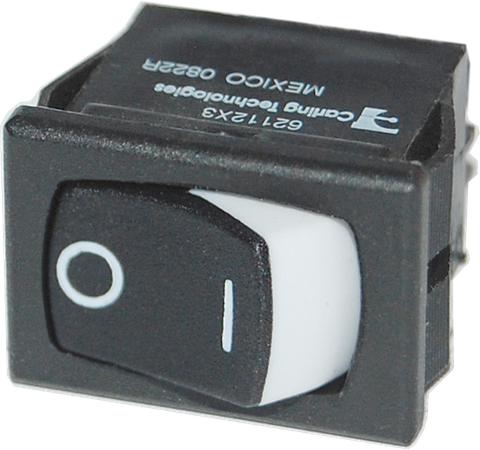 Black DPST on-off rocker switch with white actuator for Blue Sea 360 panels