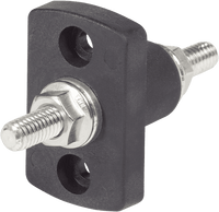 Blue Sea 250A feed through connector with black thermoplastic base and tin-plated copper studs