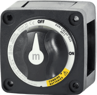 Front view of Blue Sea m-Series Dual Circuit Plus battery switch showing OFF, ON and Combine positions