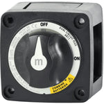 Front view of Blue Sea m-Series Dual Circuit Plus battery switch showing OFF, ON and Combine positions