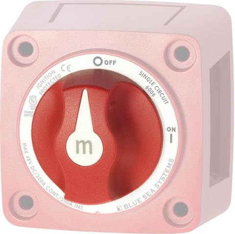 Red replacement knob with white indicator for Blue Sea m-Series battery switches