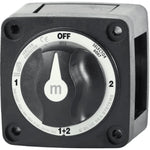 Black 4-position battery selector switch with OFF, 1, 2, and 1+2 settings