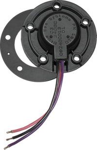 Blue Sea ultrasonic petrol tank sender with 5-hole mounting pattern, sealing gasket and three-wire harness