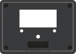 Black Blue Sea single panel meter blank with rectangular cutout and four corner mounting screws