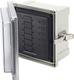 Blue Sea SMS panel 6-circuit blank electrical enclosure with clear hinged cover and stainless steel latch