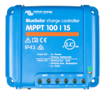 Front view of Victron BlueSolar MPPT 100/15 solar charge controller with LED indicators