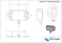 Technical dimensional drawing of the VE Direct Bluetooth Smart Dongle showing metric measurements