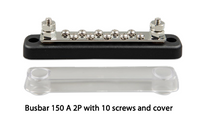 Front view of 10-screw busbar with its separate clear polycarbonate cover