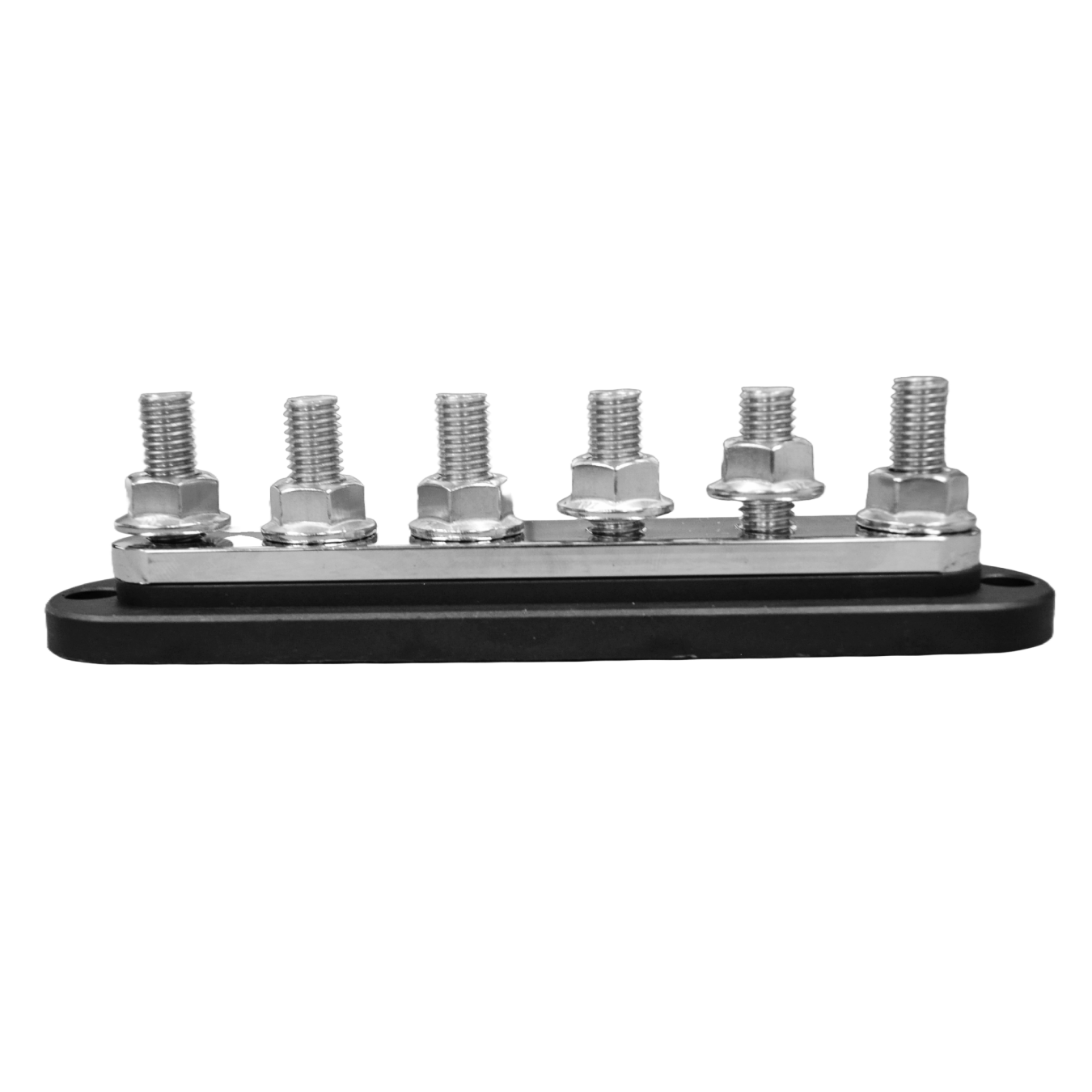 Side profile of busbar showing stud height and sturdy base construction