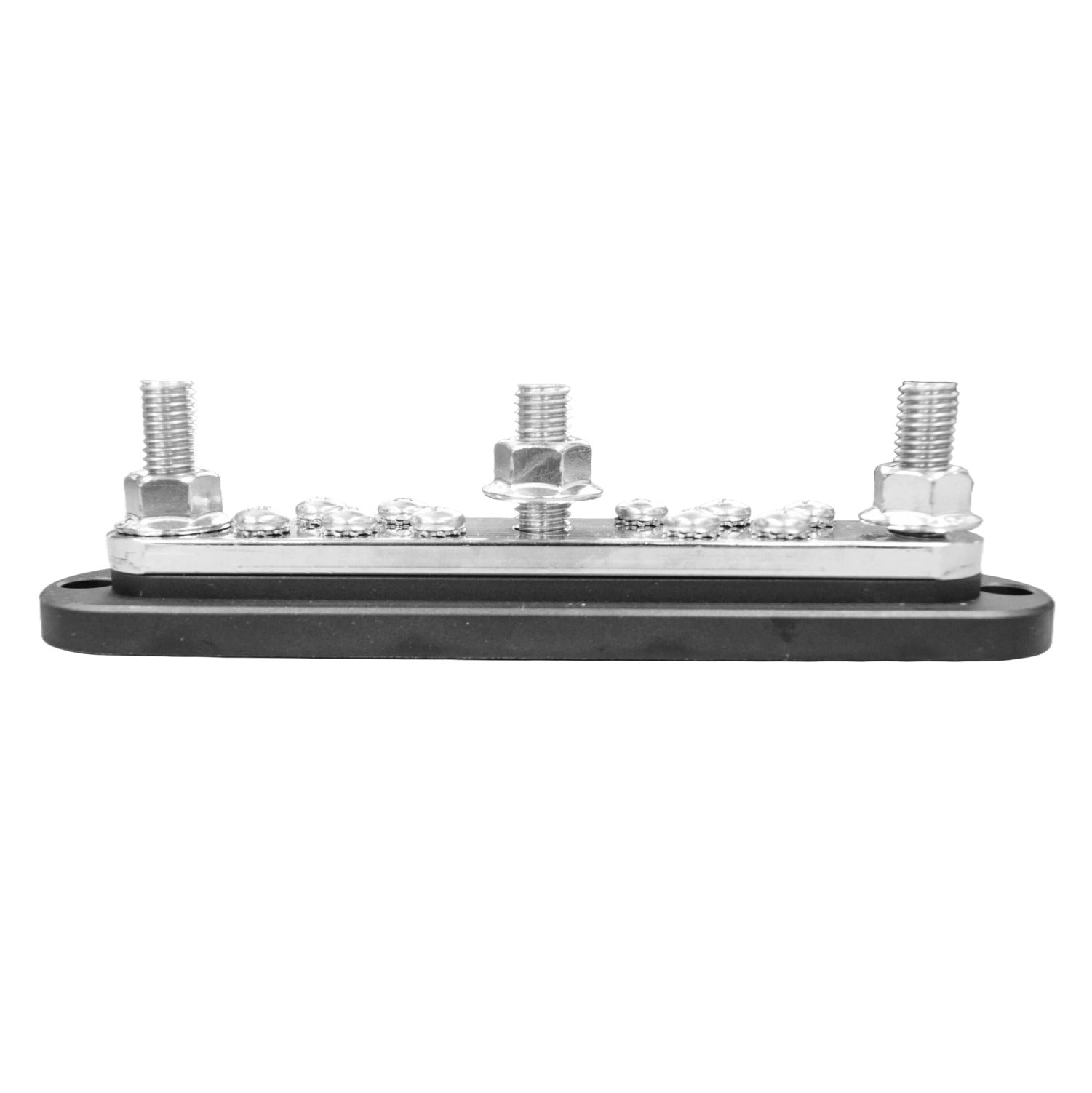 Side profile of busbar showing stud height and tin-plated copper bus