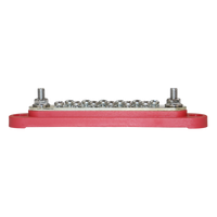 Side view of red busbar showing stud height and base profile