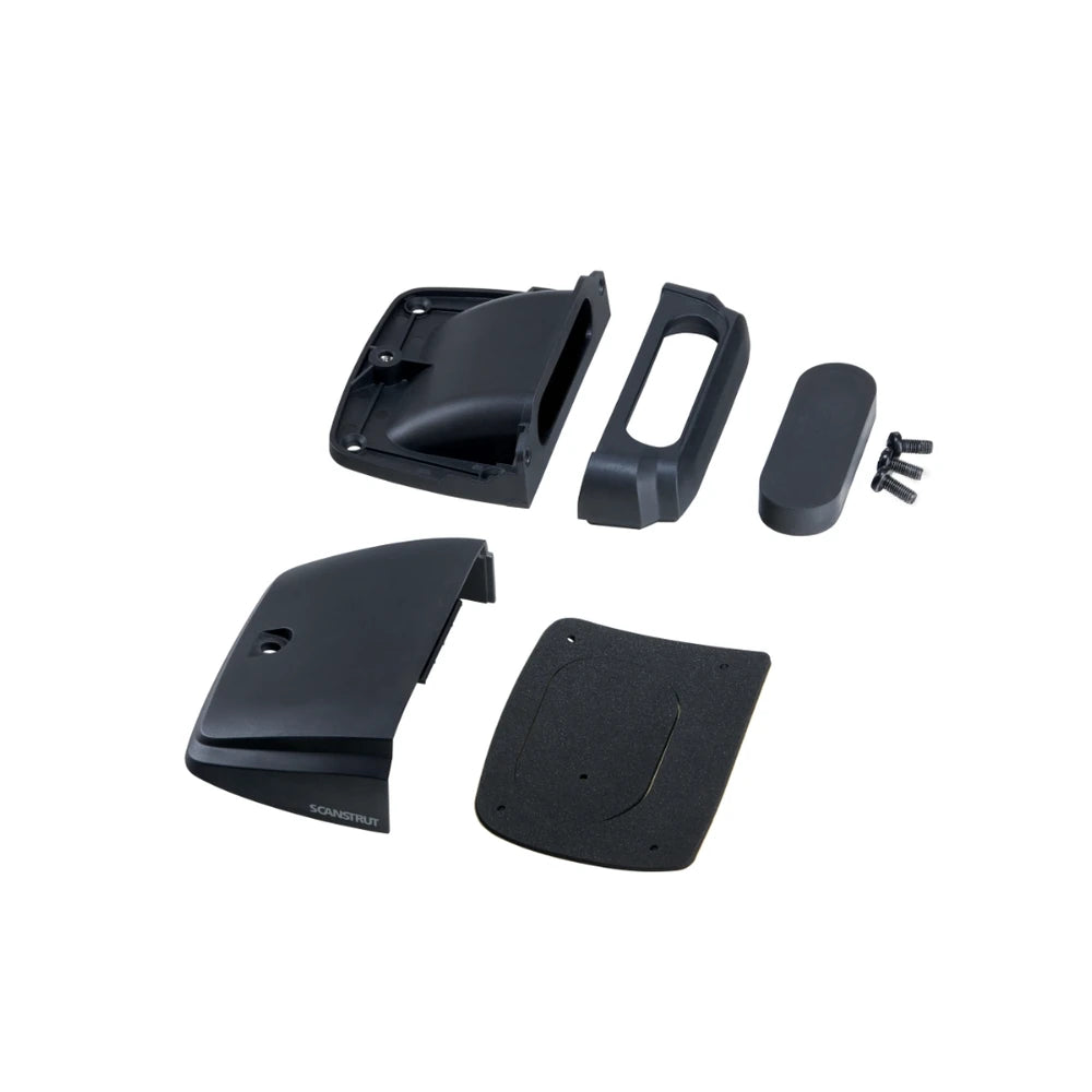 Exploded view of cable seal components including base, cover, seal bung, gasket and screws