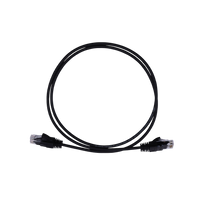 Full view of 1m black Cat6 UTP ethernet cable coiled in a circle