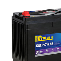 Century 12V 140Ah AGM deep cycle battery with carry strap and red terminal cover