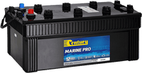 Century Marine Pro Cruiser 12V 200Ah battery with red and blue terminals and carry handles