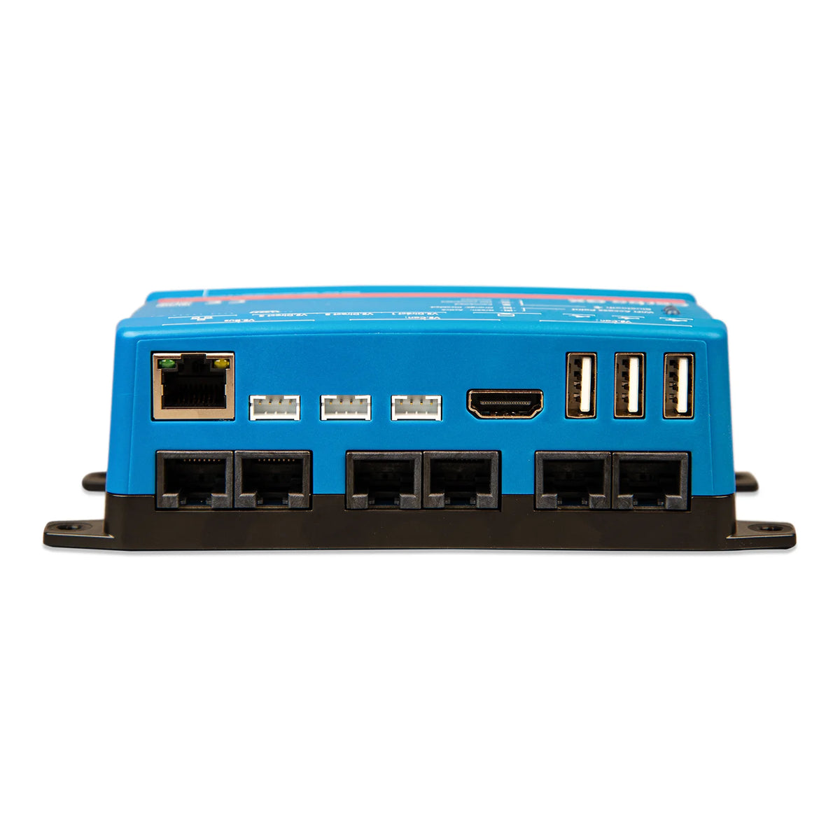 Rear panel showing RJ45 Ethernet, HDMI, and multiple USB ports for device connection