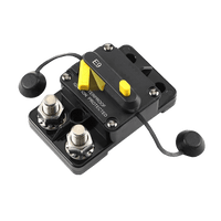 Isometric view of surface mount circuit breaker showing side profile and mounting depth