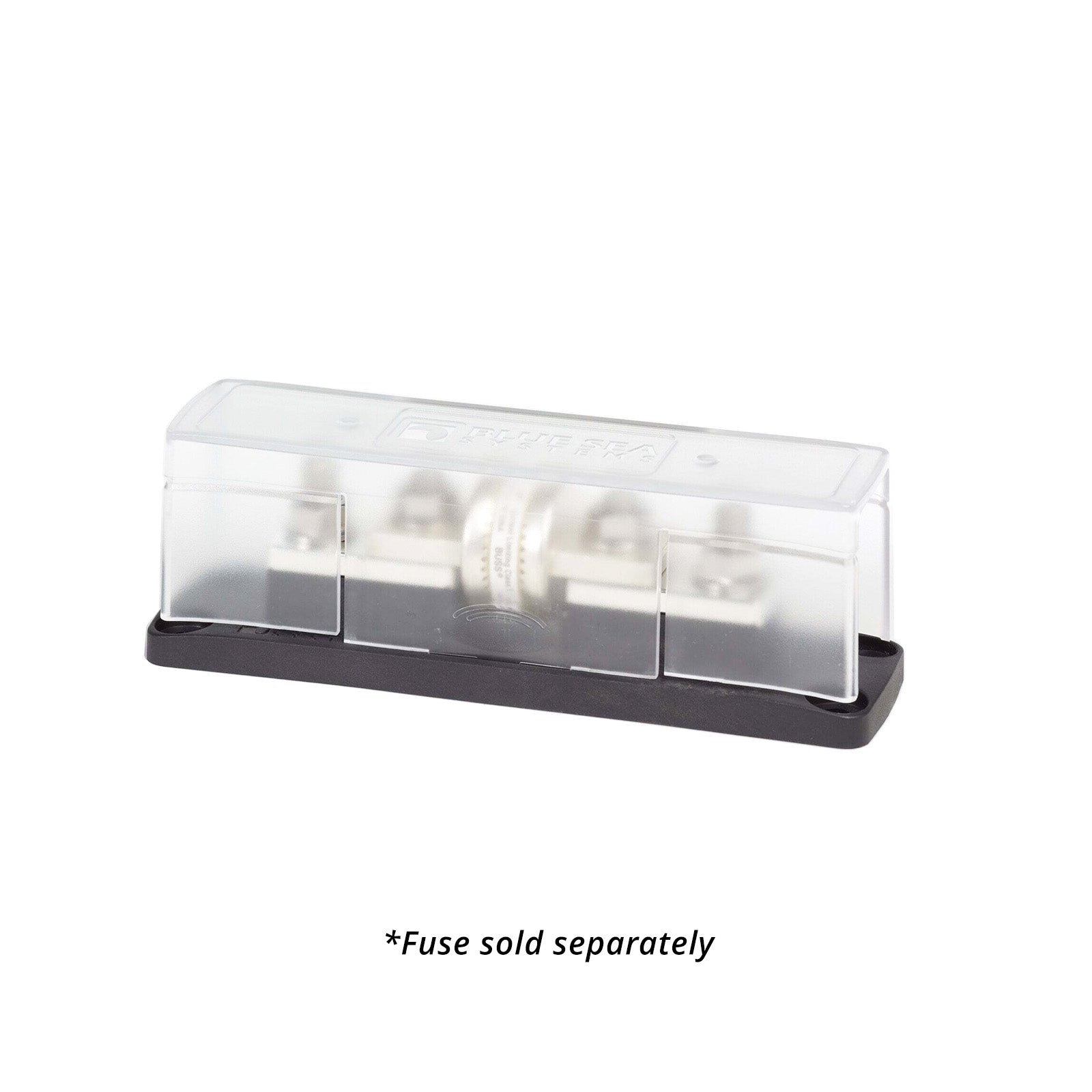 Class T fuse block with installed fuse and clear protective cover