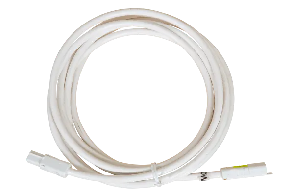 White 3m coiled connection lead with male and female CMS style connectors
