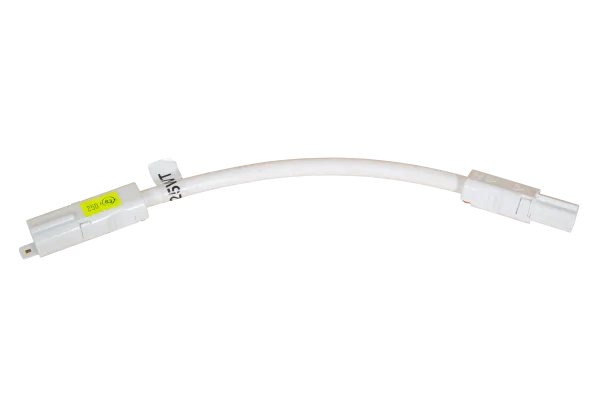 White 750mm CMS style connection lead with male and female power connectors