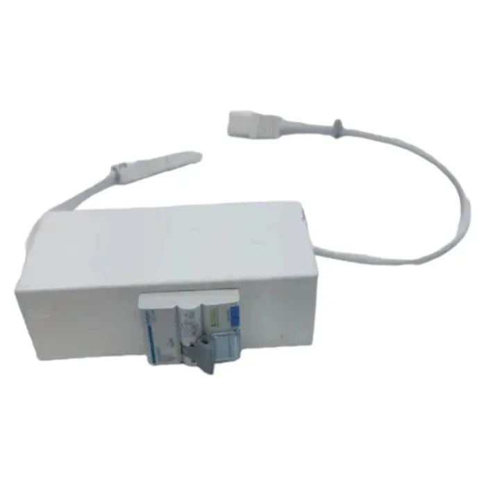 CMS C-style to IEC RCD unit in white enclosure with integrated circuit breaker and power leads