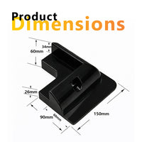 Product dimension diagram of corner bracket showing 150mm length, 90mm width and 60mm height