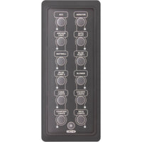 Portrait 12-way waterproof marine keypad with circuit labels and status indicator LEDs