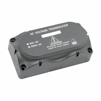CZone AC voltage transducer with grey plastic casing, mounting holes, and 110V or 230V system labels