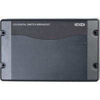 Front view of the black CZone COI digital switch breakout interface enclosure