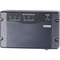 Front view of a CZone Meter Interface unit with LED status indicators for AC and DC voltage monitoring