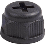 Black NMEA 2000 male blanking cap featuring a knurled outer grip and a top screwdriver slot