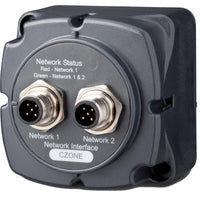 CZone NMEA 2000 network bridge interface module with dual 5-pin connectors and status LED indicator