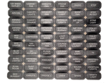 A sheet of sixty black waterproof oval labels with white text for CZone digital switch keypads