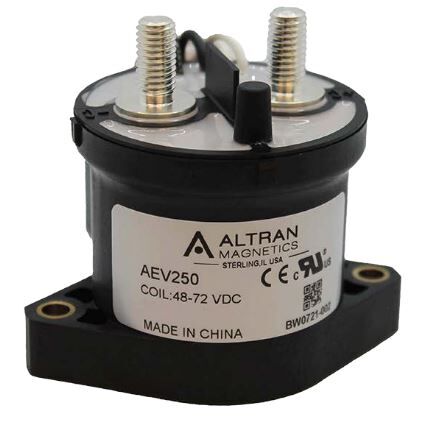 High voltage 500A DC contactor with dual threaded terminals and mounting base