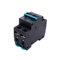Rear angled view of DC miniature circuit breaker highlighting the DIN rail mounting slot and housing depth