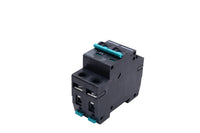 Rear angled view of DC miniature circuit breaker highlighting the DIN rail mounting slot and housing depth