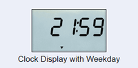 Digital clock display showing 21:59 on the LCD screen