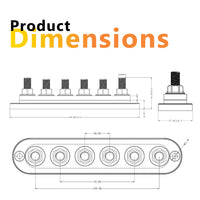 Dimensional drawing of 6-stud busbar showing 178mm length and 26mm stud spacing