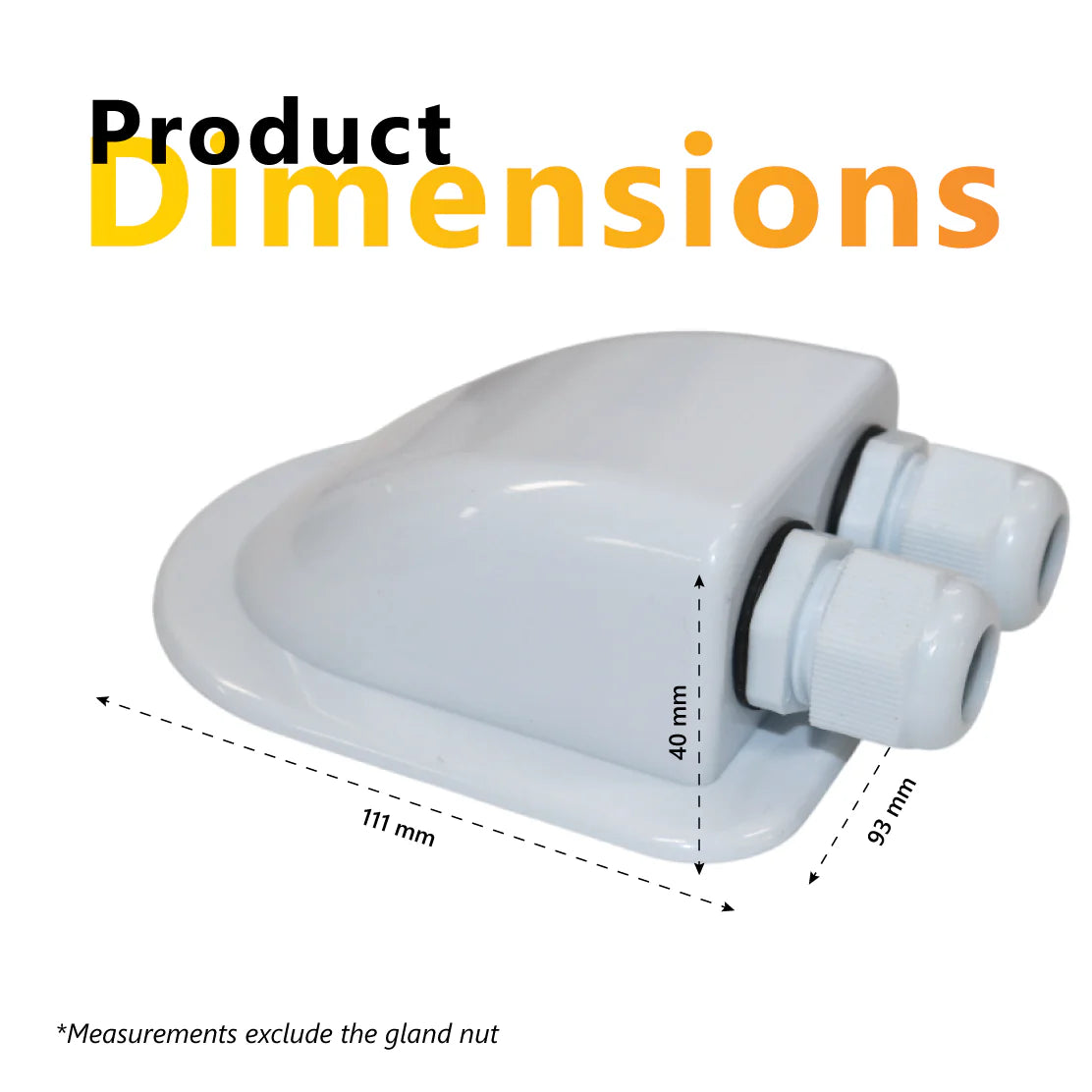 Dimensional diagram of cable entry cover showing 111mm length, 93mm width and 40mm height