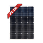 Front view of Enerdrive 150W monocrystalline fixed solar panel with black frame