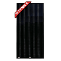Front view of 190W monocrystalline fixed solar panel with black powder coated frame
